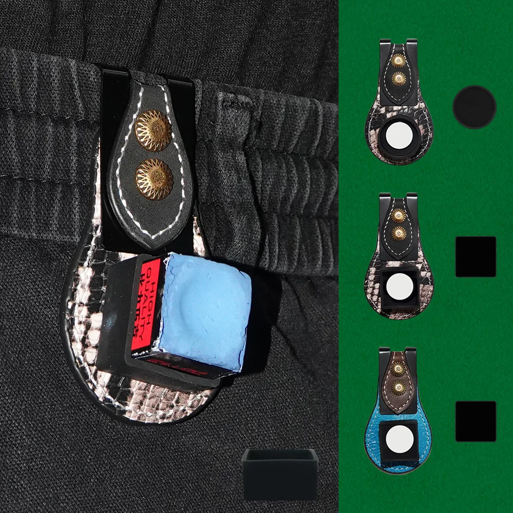 Hot Sale Black Leather Metal Square Shape With Leather Clip Pool Billiards Cue Chalk Holders Hor Predator Chalks Case