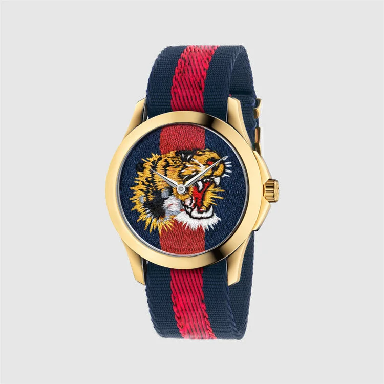 Wholesale New Arrival Fashion Minimalist Tiger Bee  Snake Big Nylon Band  Wrist Couples Quartz Watch