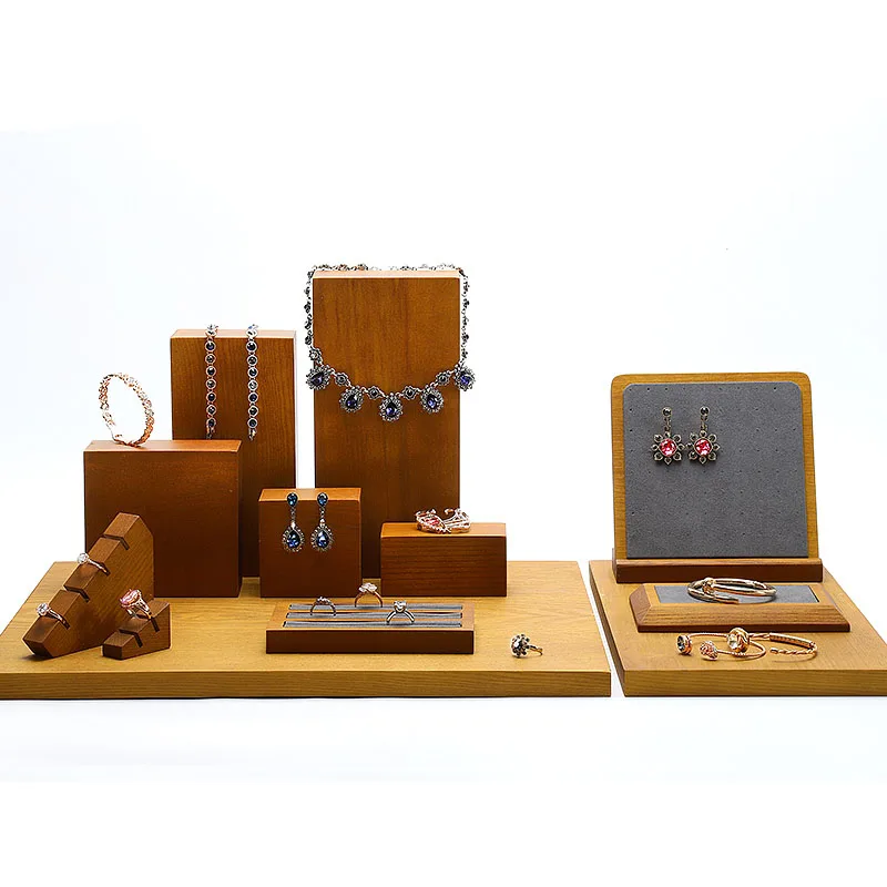 DIGU High quality Jewelry display sets custom neck mannequins solid wood jewelry necklace bracelet ring pendant display stand