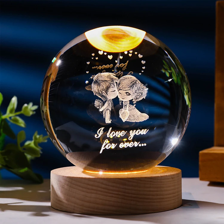 popular mom rose flower heart Christmas birthday wife sister gift  Love marry mini 3D Crystal present Ball Night Lamp light