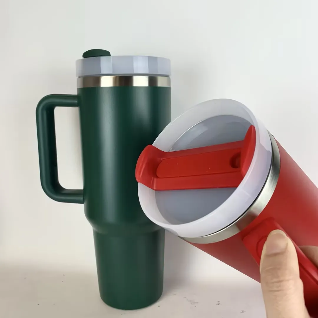 40oz h2.0 plus Vacuum Adventure coffee christmas tumbler with handle and straw ready to ship customized logo for car