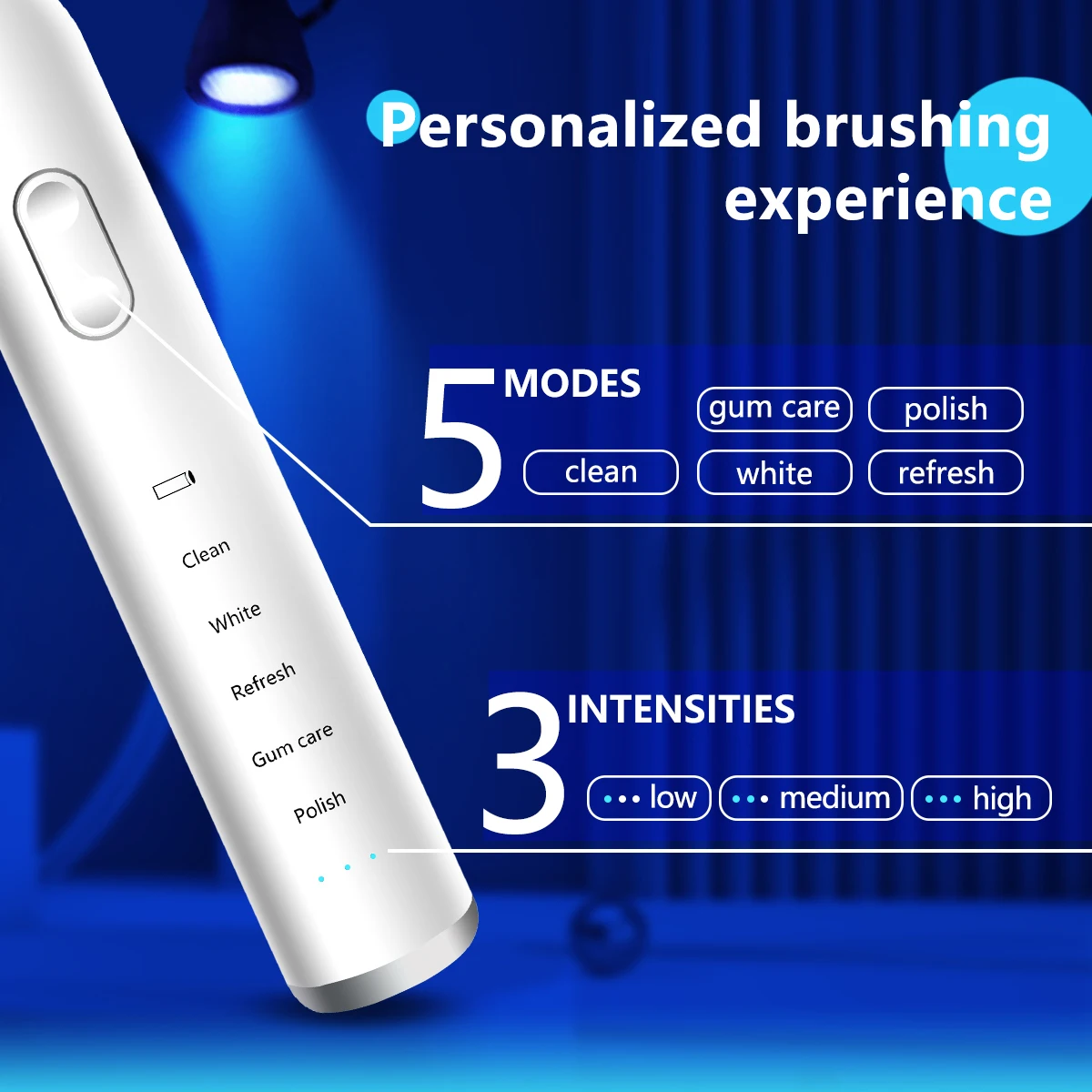 Sonic Electric Toothbrush with 6 Brush Heads Travel Case 32000-41000 VPM Adjustable Motor Wireless Charging 5 Modes for adults