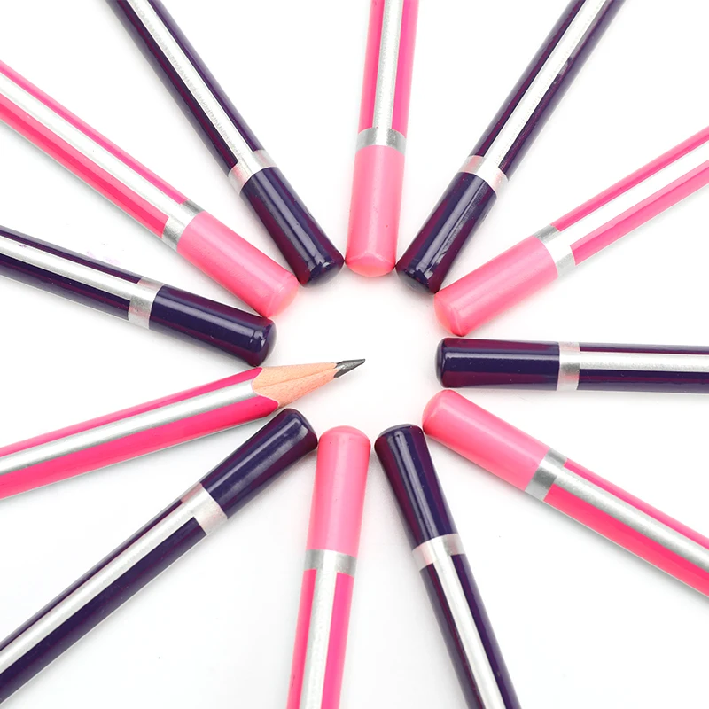 
promotional triangle dipped striped top quality soft wooden Standard Pencils set Customized HB Pencils 6 pcs blister /set 