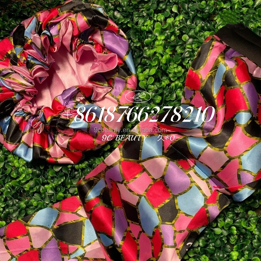 Excellent quality fast shipping 200 Luxury patterns Wholesale satin long designer bonnets