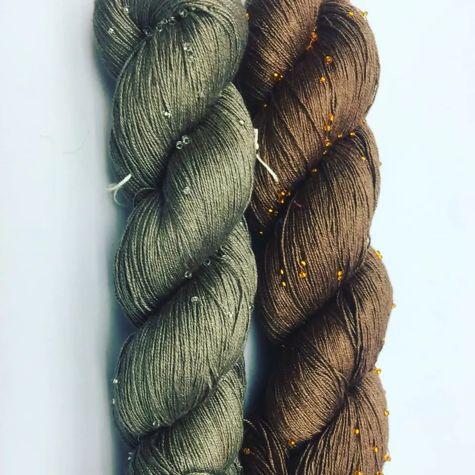 Embellished Yarn Natural Spun Silk for Weaving Knitting crochet embroidery jewellery making art and craft soft and shiny