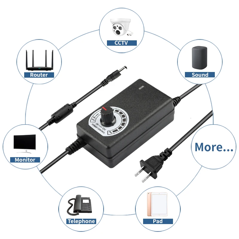 AC/DC Adaptor 3-24V 1A Adjustable Power Adapter 24V for LED Light