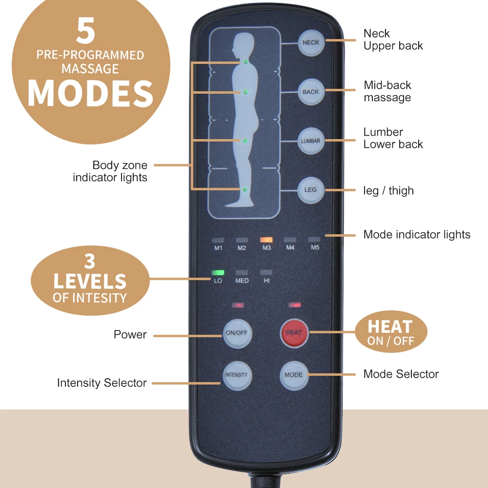 Manufacture heat massage mattress pad japan massage mat with vibration 10 motors