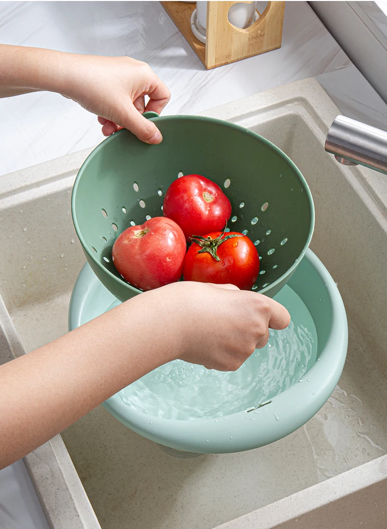 QH6-0107 Factory customized wholesale U-shaped drain basket washing fruits vegetables drain blue