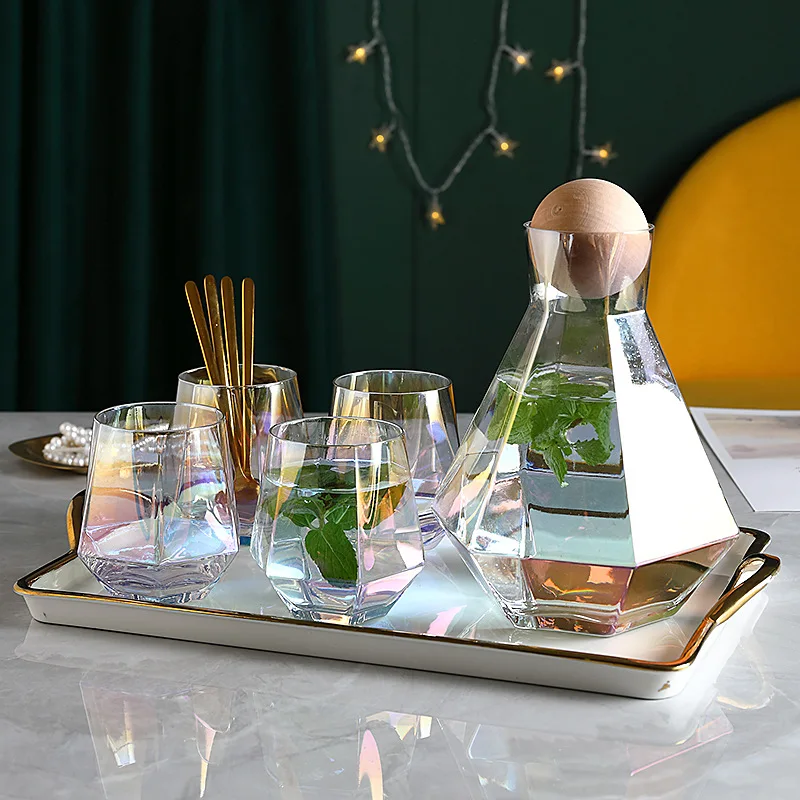 Nordic style luxury decanter whiskey set cold water kettles high borosilicate glass water pots with cups