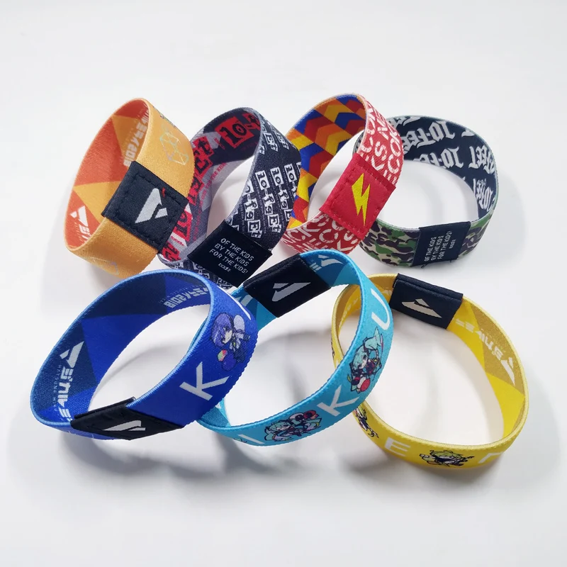 Factory Wholesale Stretch Custom Woven Label Elastic Fabric Wrist Band Bracelet Sublimation Sport Wristband
