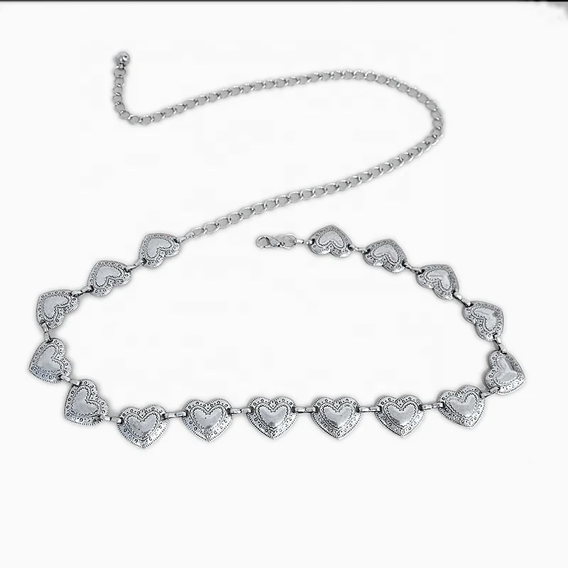 Винтажные золотые и Серебристые сплава для женщин Талия цепи пояса для свадебное платье «любящее сердце» женские ботинки с пряжкой на пояс