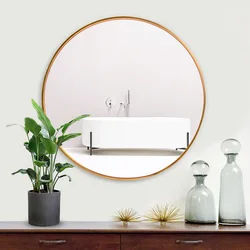 Wholesale vanity bathroom makeup wall decoration round decorative aluminum alloy mirror