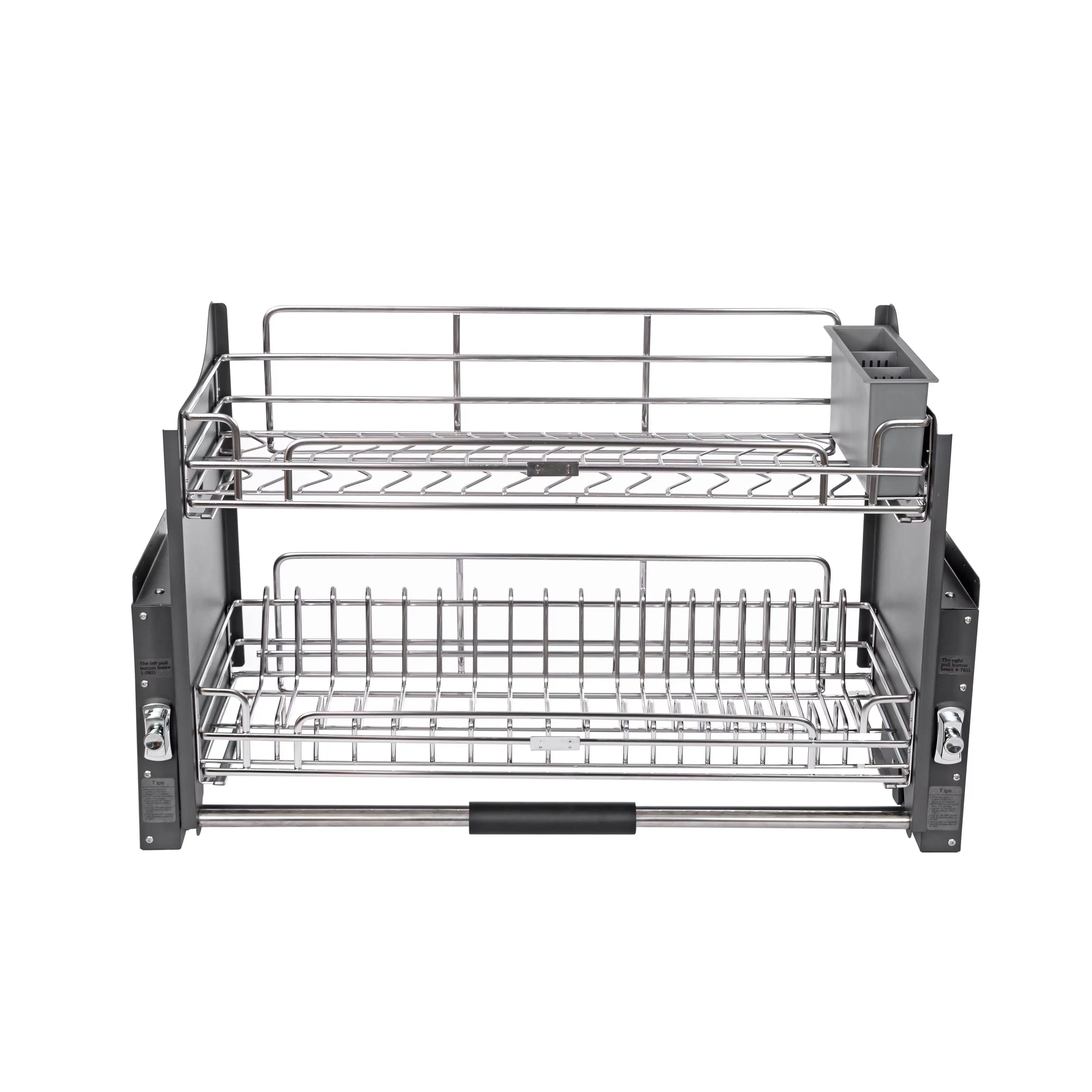 Kitchen lift Pull Down cabinet Basket Stainless steel Lifting pull out Dish Rack basket Lift Elevator 201 304SS Dish dryer rack