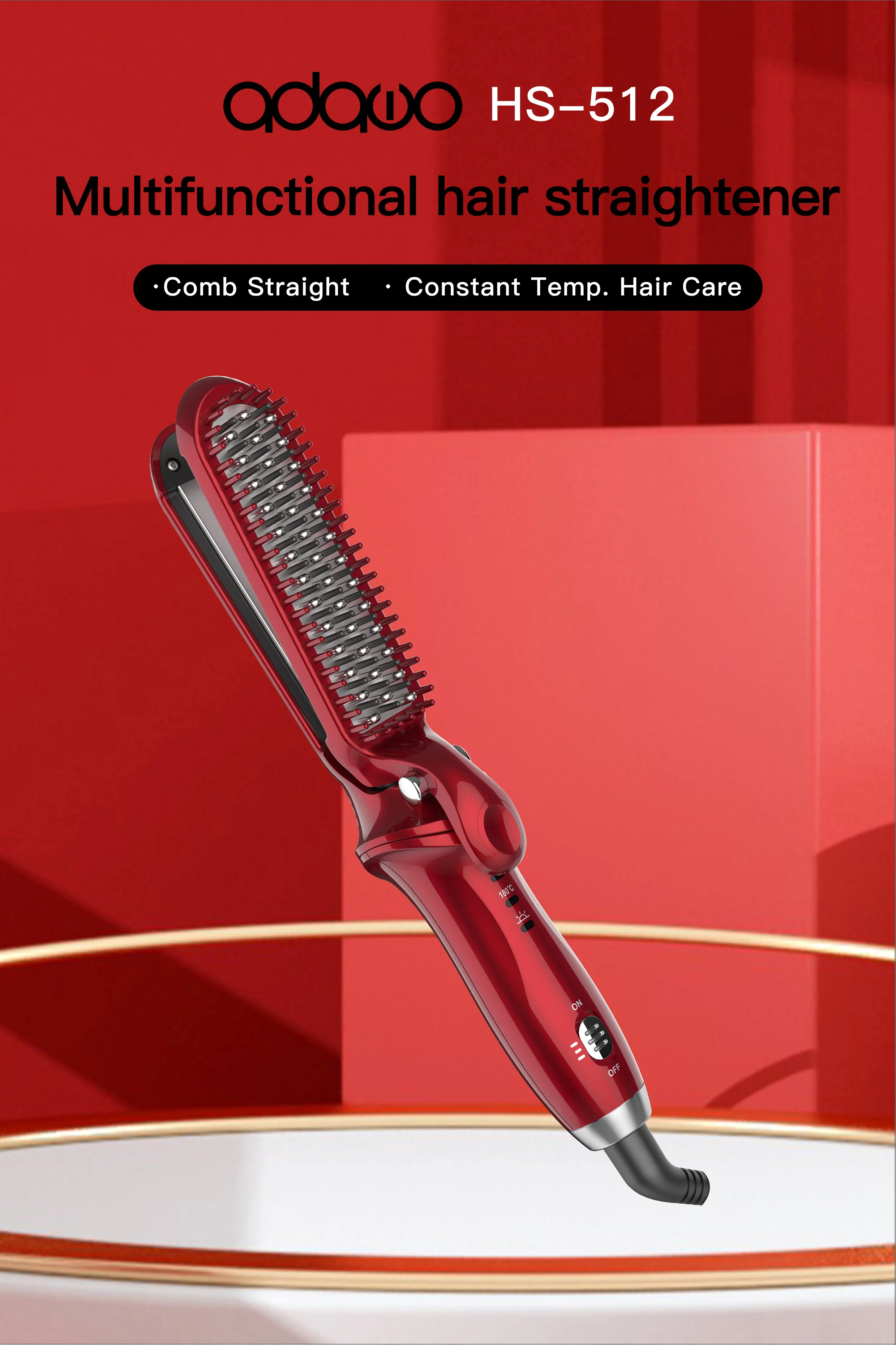 Custom Electric Hair Straightener Comb Brush Professional Ceramic Fast Hair Straightener Brush