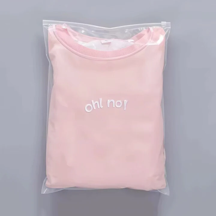 Resealable Matte Frosted Zipper Bags Plastic Zip Lock Bags with Custom Printed Logos for T - Shirt Packaging