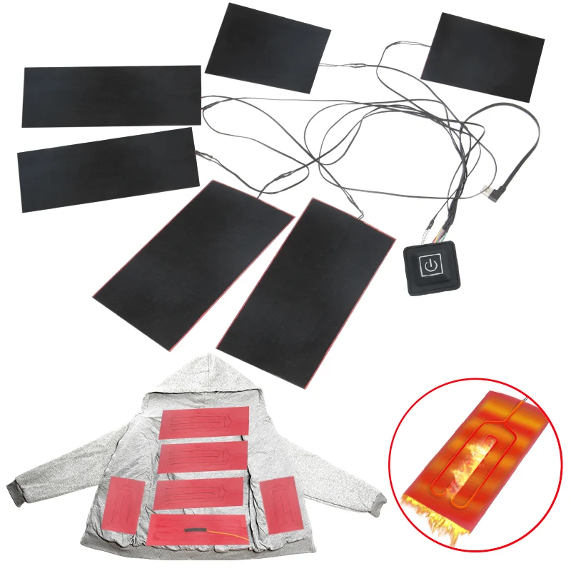 Заводской изготовленный на заказ Электрический греющий нагревательный элемент из углеродного волокна с аккумулятором USB 5 В