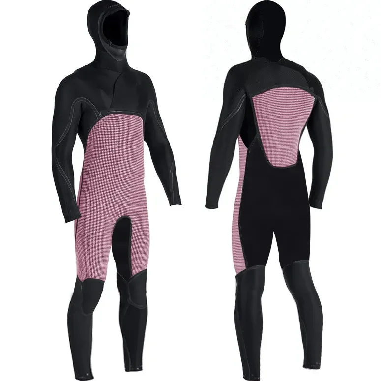 Mens Winter suit 4/3 3/2 Hooded Full suit Chest Zip SCR Neoprene Suit GBS Hand Taped Surfing Diving Wetsuit