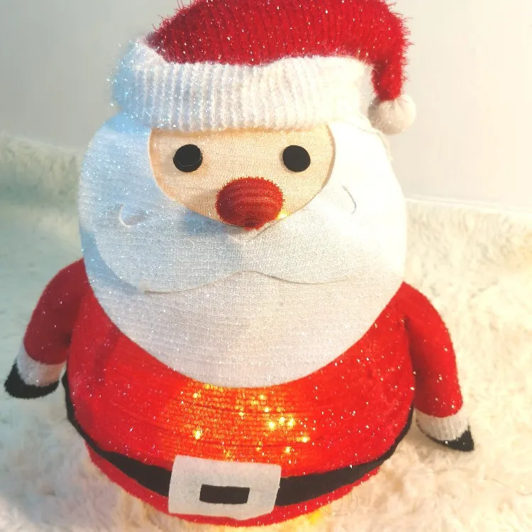 Factory Direct Sales Santa Claus Decoration Foldable Santa Doll Santa Claus Led Light Layout