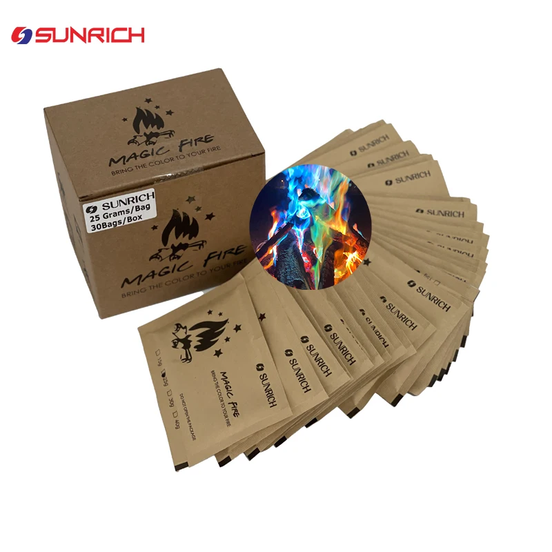 Sunrich Factory price Flame Color Changing Powder Colorful Flames Fire Flame Colorant Magic Fire Powder Mystical Fire