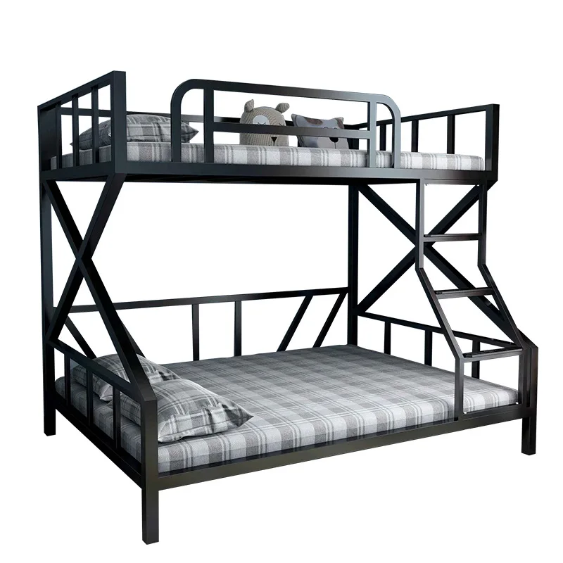 Modern Metal Loft Bunk Bed Twin-Over-Full Size with Removable Stairs