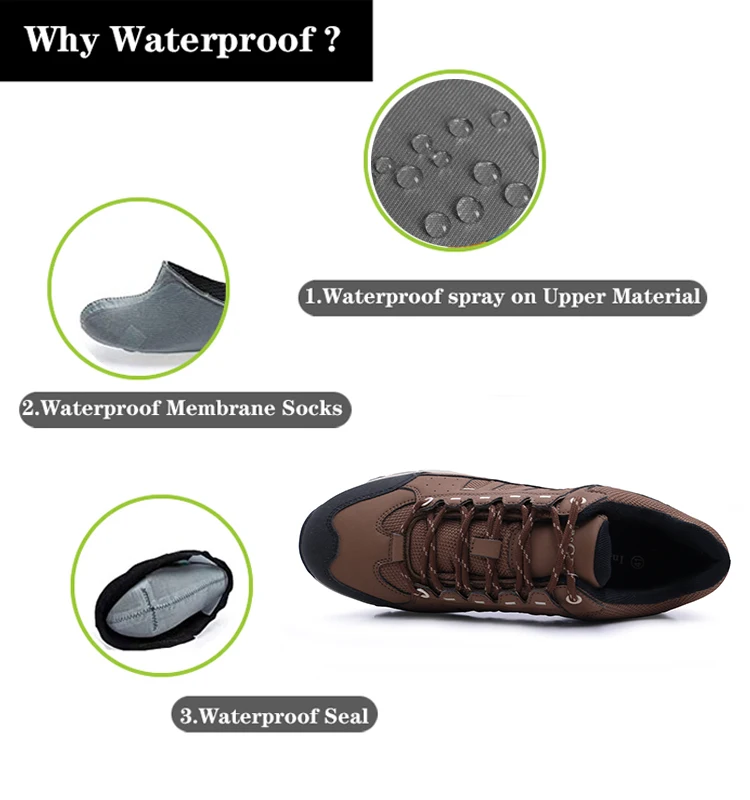 Мужские прогулочные Водонепроницаемые кожаные ботинки INSG легкие дышащие походные треккинговые 8B20