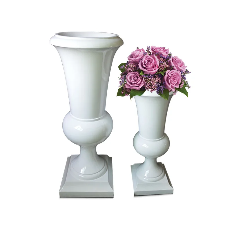 60/90/120cm Large Flower Vases for Wedding Centerpiece Tall Trumpet Vase Centerpiece White Vase for Wedding Decor