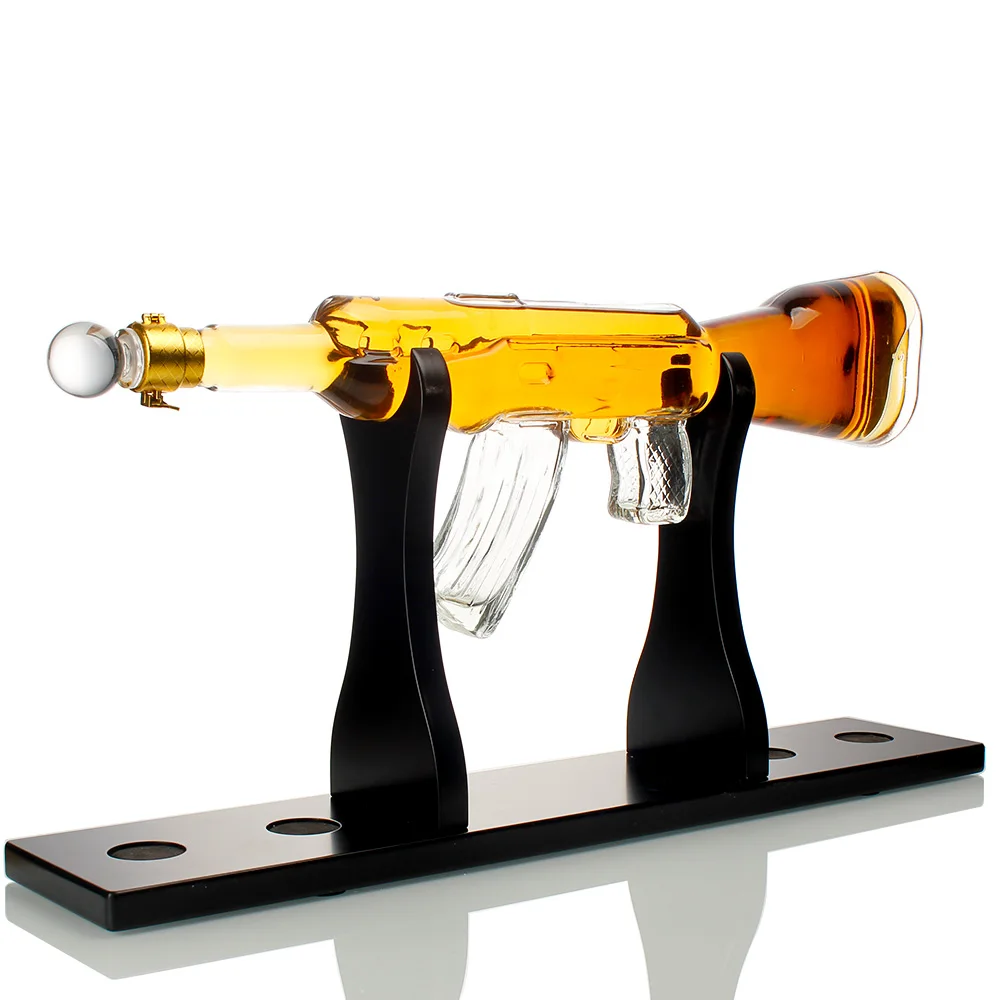 AK47 Rifle Gun Shape  Borosilicate Glass Bottle With Bullet Drink Bottle whiskey  decanter gun shaped bottle