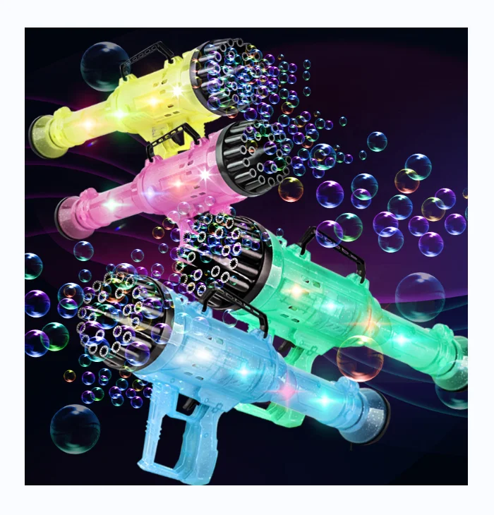 YIWU ALLSHINE 2022 Kids Outdoor Sport  Gatling Gun Soap Blower 21-hole Huge Bubble Machine Gun Rocket Boom Toys