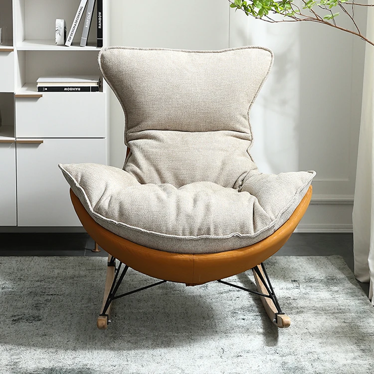 
Adult Cushion Lounge Chair Relax Wood Base Rocking Recliner Chair for Living Room 