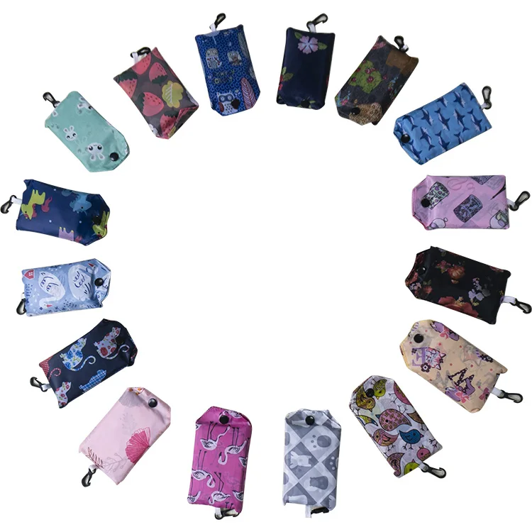 
16 Designs environmentally friendly 190T Polyester Reusable Foldable Shopping tote Bag 