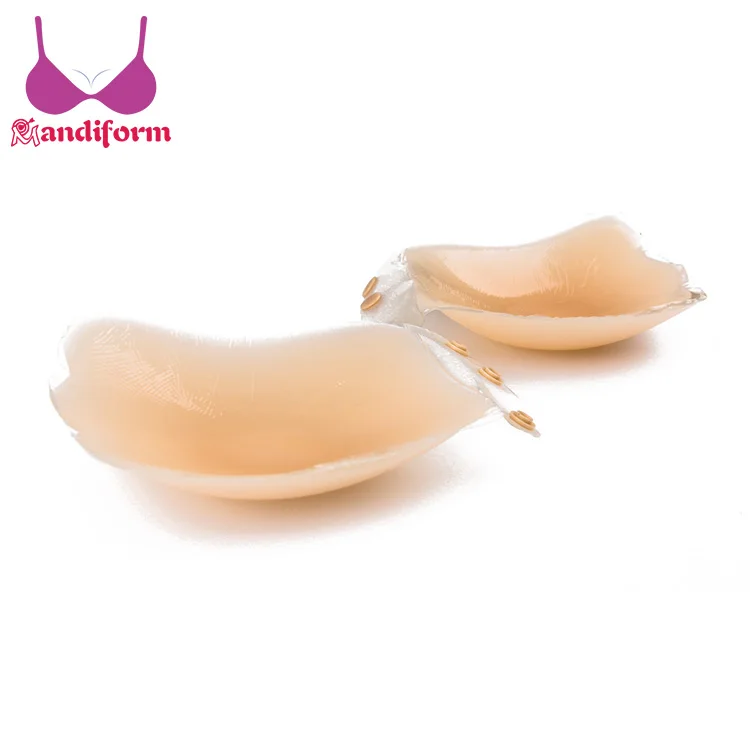 Women nude wing shape front buckle full cup waterproof push up sticky silicone bra