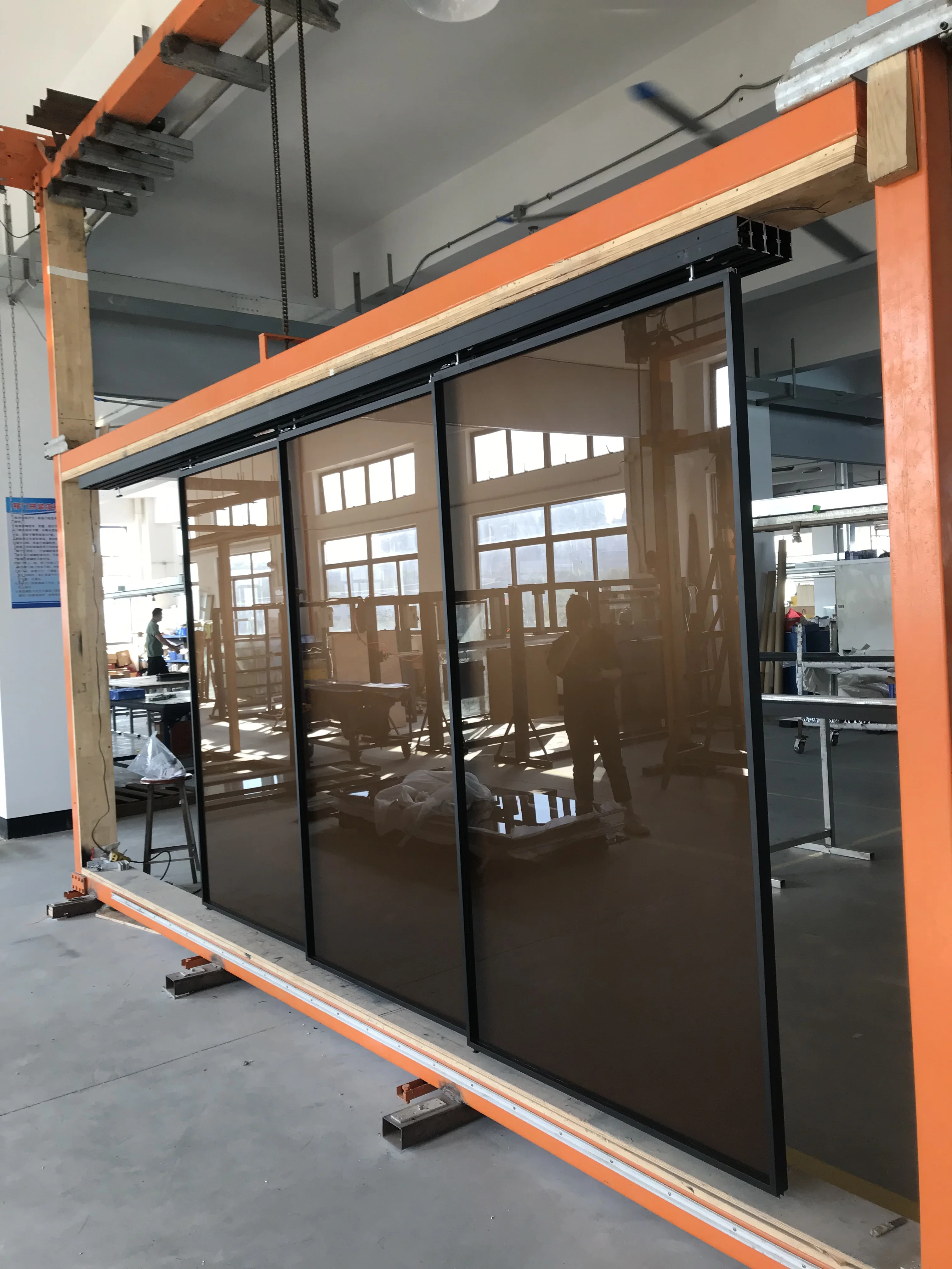 Customized Modern Frame Automatic Tawny Glass Sensor Electric Aluminum Glass Sliding Doors for Office Glass Automatic Door