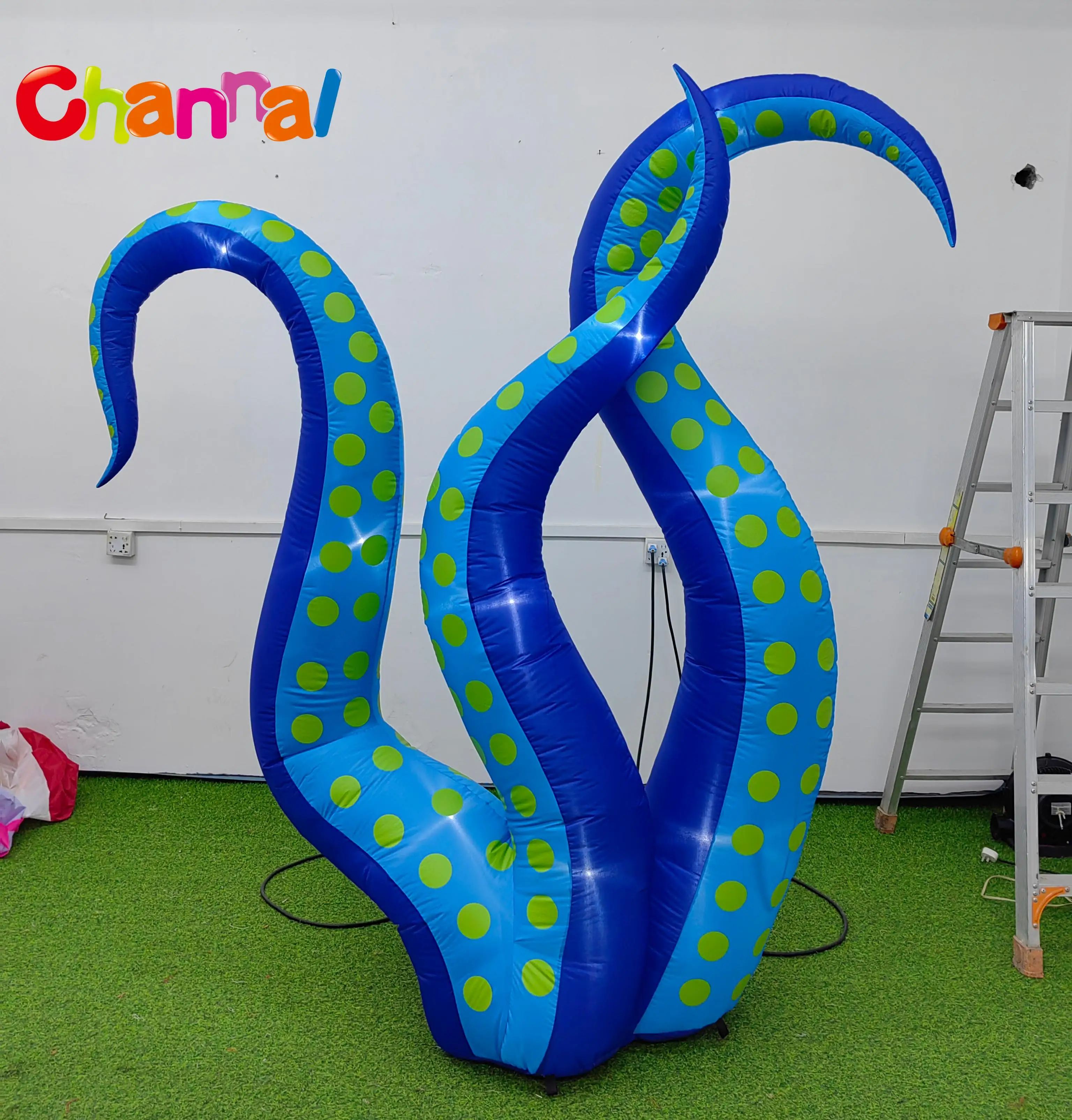 2025 New Halloween Decorations Inflatable Glow Antenna Octopus Beard air Model with LED Lights for Patio Decoration