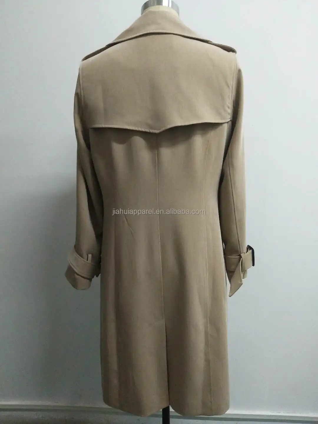 Custom Jacket Collar Double Breasted Belted Tailored Modest Coat Long Sleeve Women Trench Coats