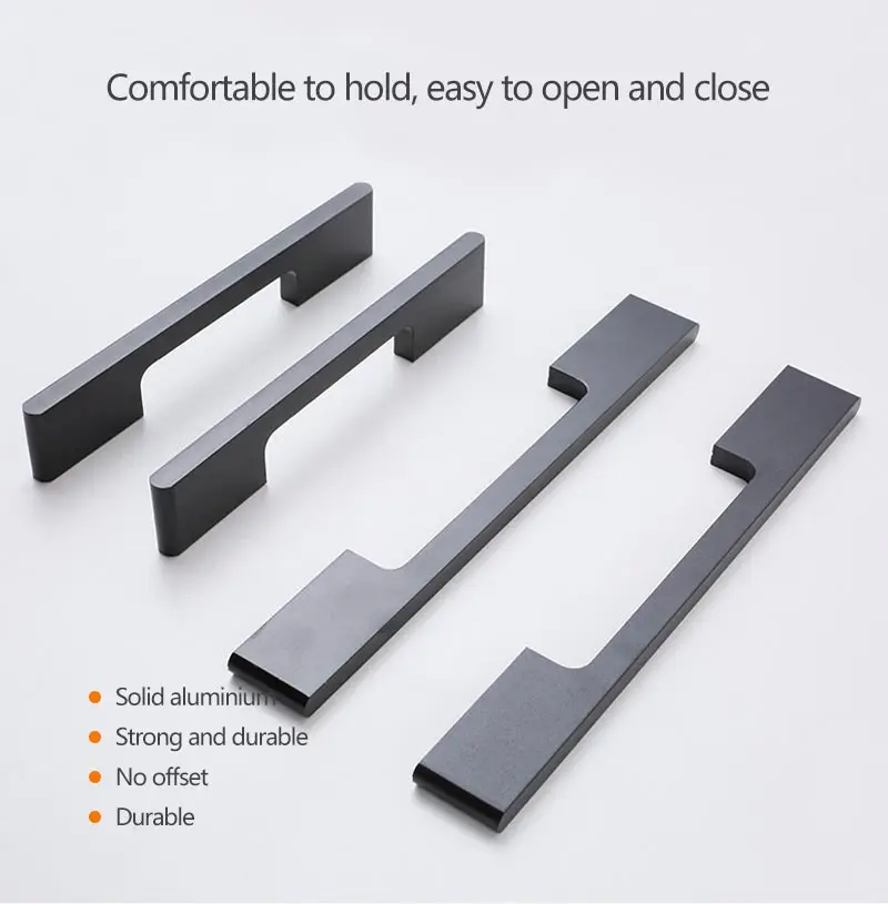 6609 Aluminium Profile Furniture Pulls Kitchen Wardrobe Matte Glossy Gold Black Closet Cabinet Handles