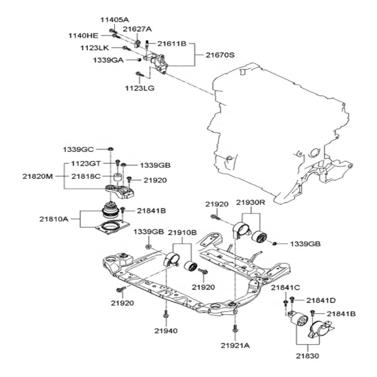 2022 madali Auto Parts Machine Foot Glue Engine Mount 218104H150 21810 4H150 For Hyundai SUV SANTA FE