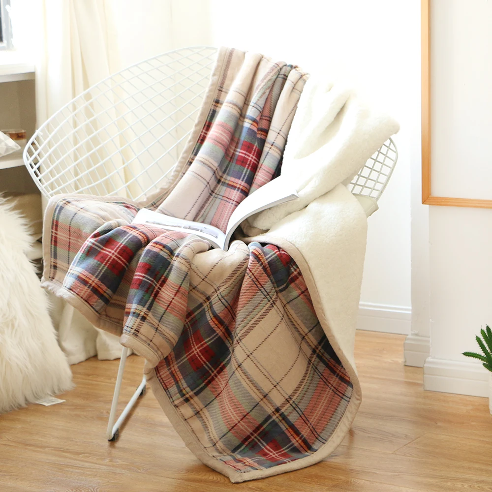 2019 New Export Nordic double sherpa fleece blanket thickened warm winter flannel blanket sofa blanket