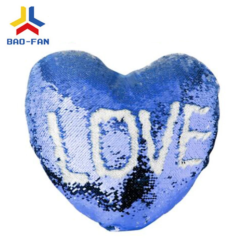wholesales heart shape sublimation blank pillow case  sparkle for sequin pillow sublimation blank pillow cover