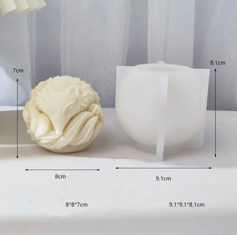 SZ621 Sleeping fox Silicone Soap Mold DIY Aromatherapy Candle
