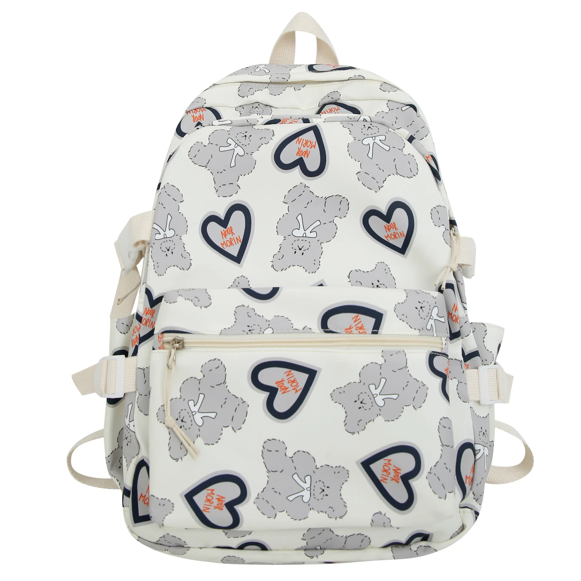 Cartoon love teddy bear student backpack cute large capacity printed backpack