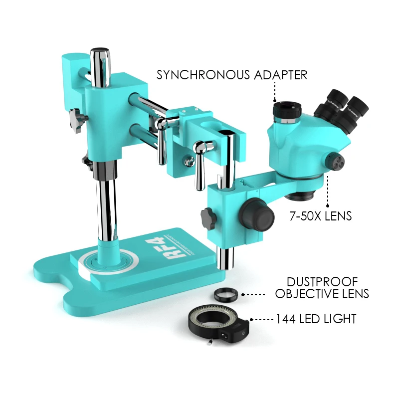 RF7050TVW Double-arm Boom Stand Trinocular Microscope with 144 LED Light and Dustproof Len Mobile Phone Maintain Tools