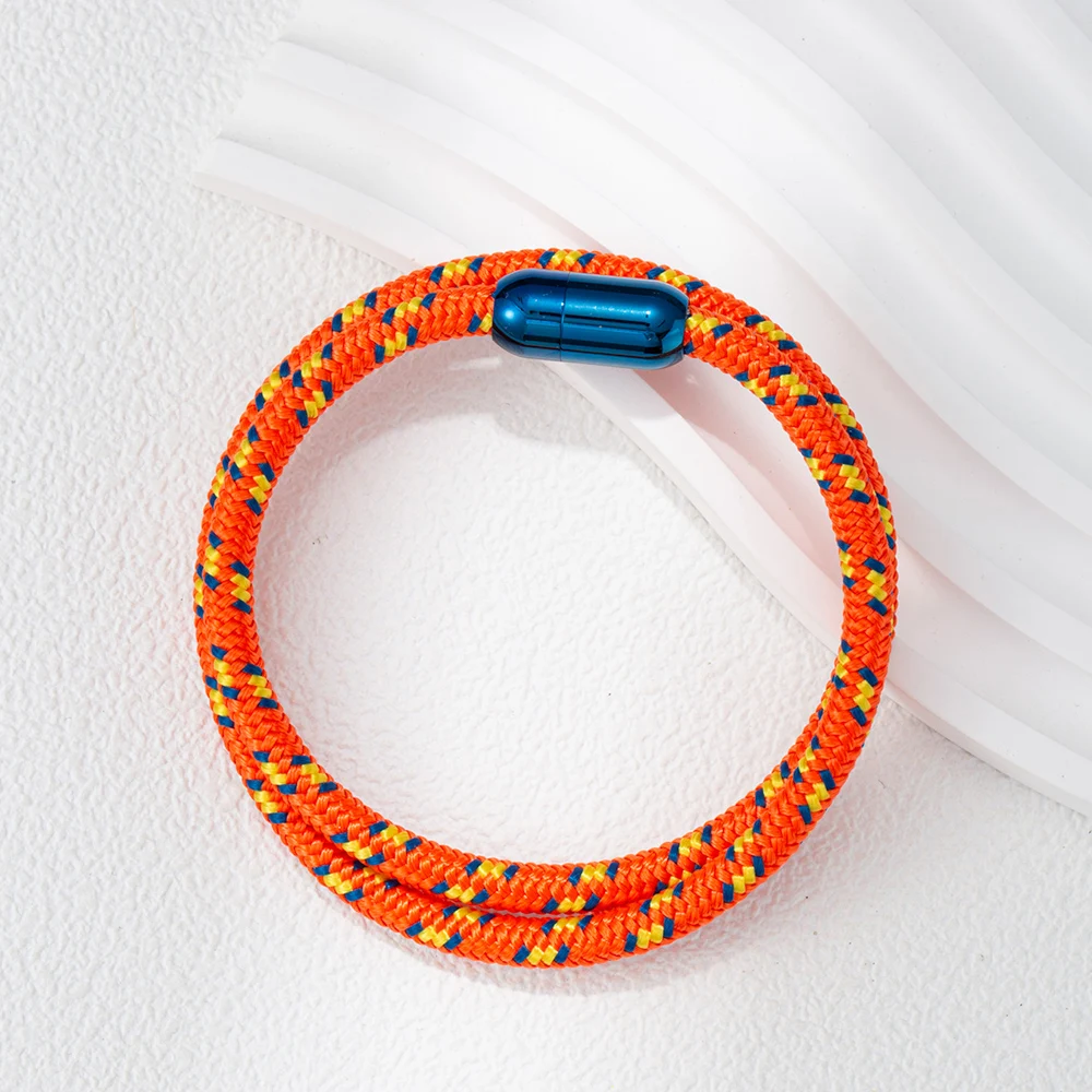 Minimalist Rope Bracelet Unisex Braided Paracord Nautical Double Wrap Bracelet With Strong Magnetic Clasp