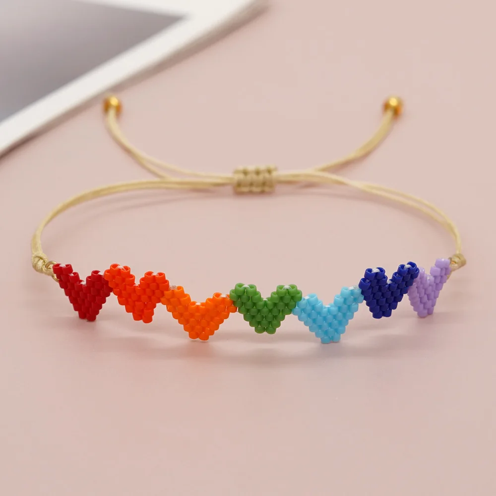 Bohemian Minimalist Beaded Bracelet Women Colorful Heart Handmade Friendship Fashion Jewelry Miyuki Seed Bead Bracelet