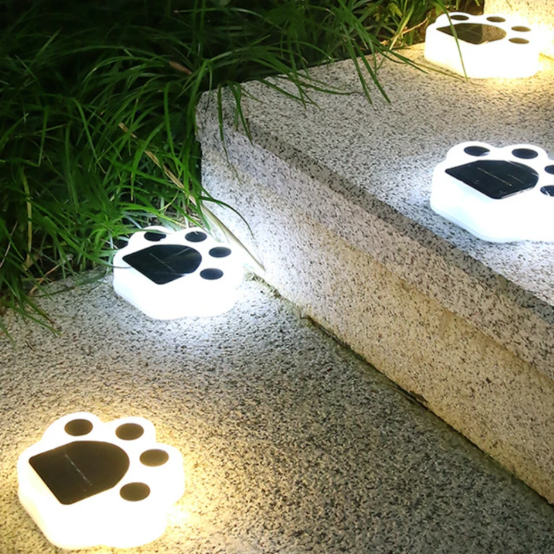 IP65 Bear paw shape Solar Ground Lights for Steps Wall Paw Footprint Night Lamp Outdoor Decorative Garden Underground