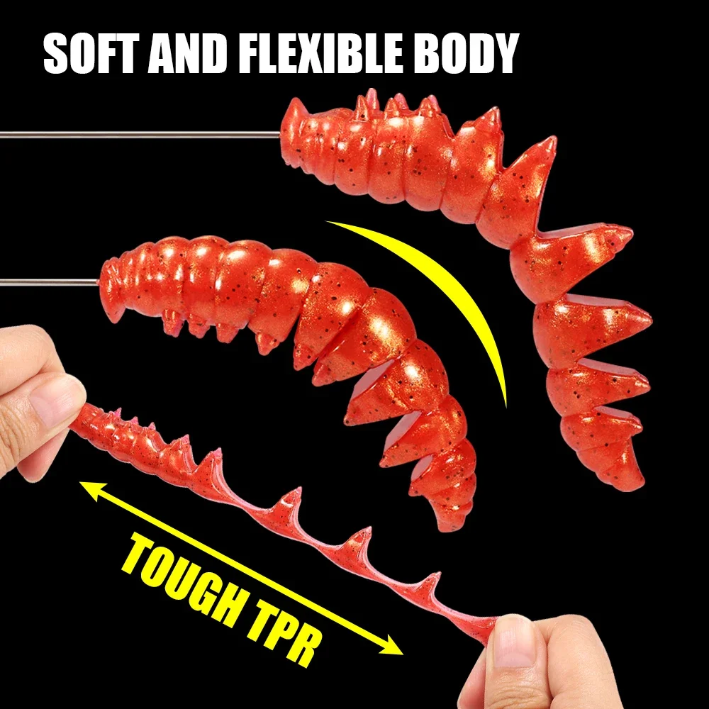 Spinpoler Fishing Lure TPR Floating Poor Worm Soft Plastic Bait Segemented Bionic Caterpillar Swimbait Trout Bass Ned Wacky