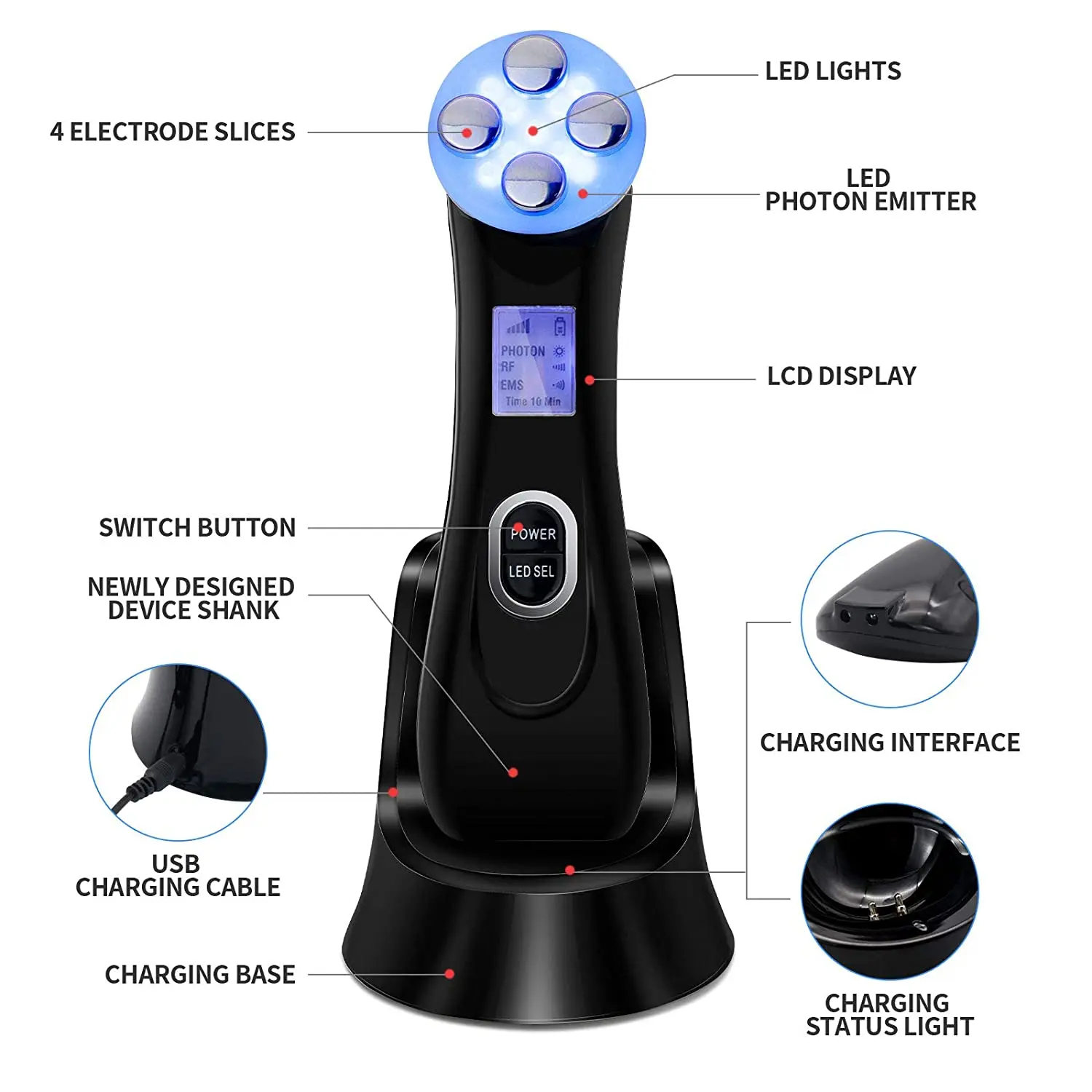 
2021 portable emslim eye rf device led facial massage skin tightening remove wrinkles face lifting machine 