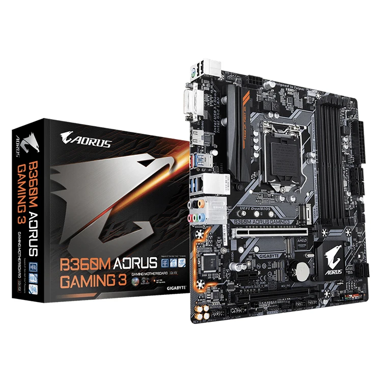 Материнская плата GIGABYTE B360M AORUS GAMING 3 с чипсетом Intel B360 LGA 1151 Socket Поддержка процессоров Intel Core 8th 9th I3 I5 I9