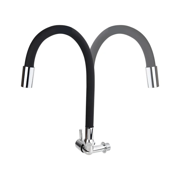 Color Universal Hose Horizontal Single Water Kitchen Faucet Zinc Cold Wall Mounted Faucet