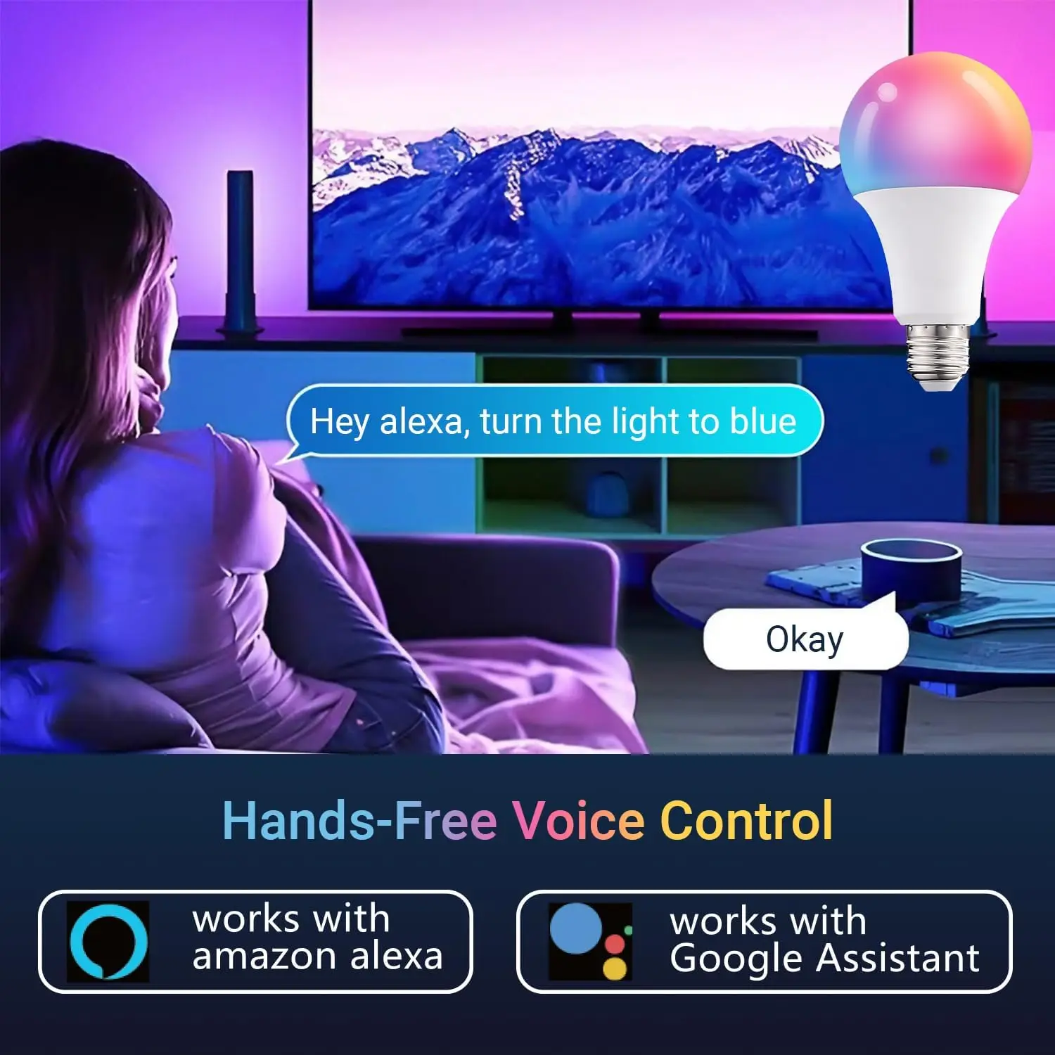 A19 Tuya WiFi умная цветная лампа E26 E27 RGBW светодиодная лампочка с управлением Alexa Google 7W 9W 12W