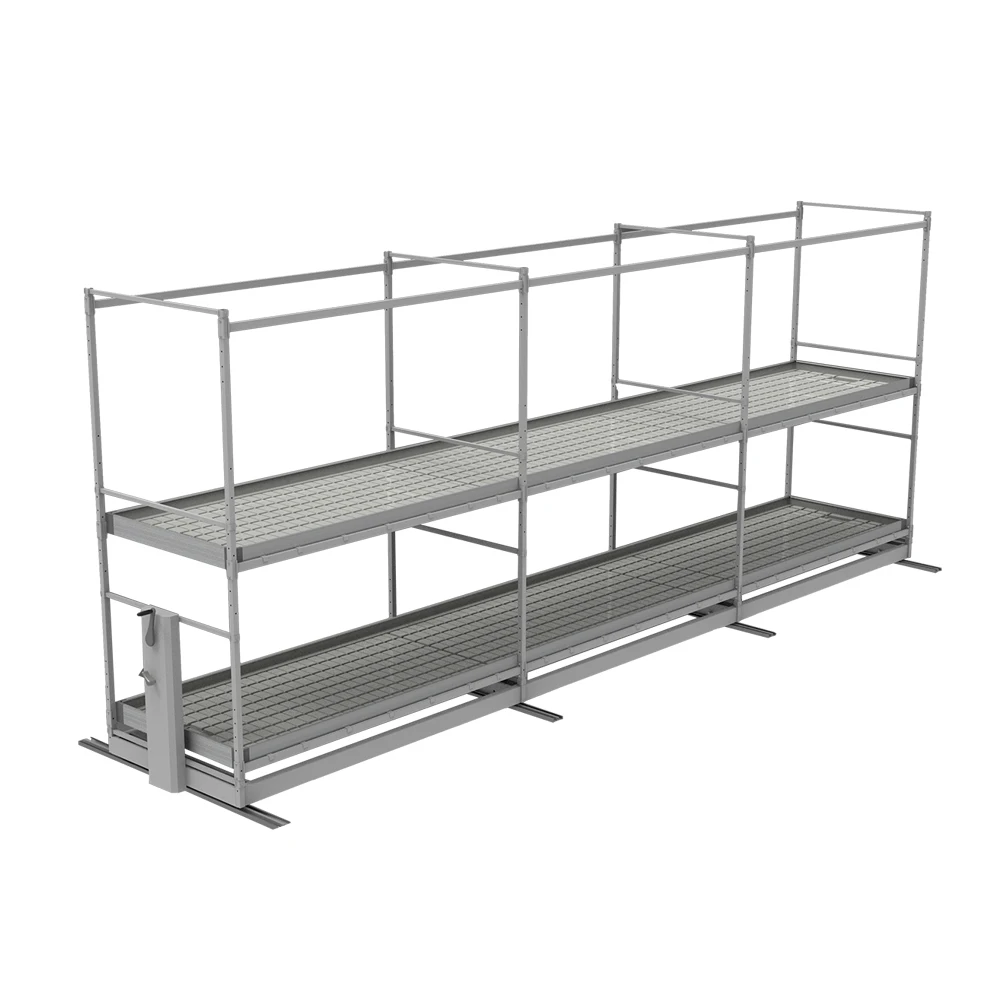 Greenhouse Growing Rack Tray 2 Layer  Vertical Indoor Farming Movable Grow Rack